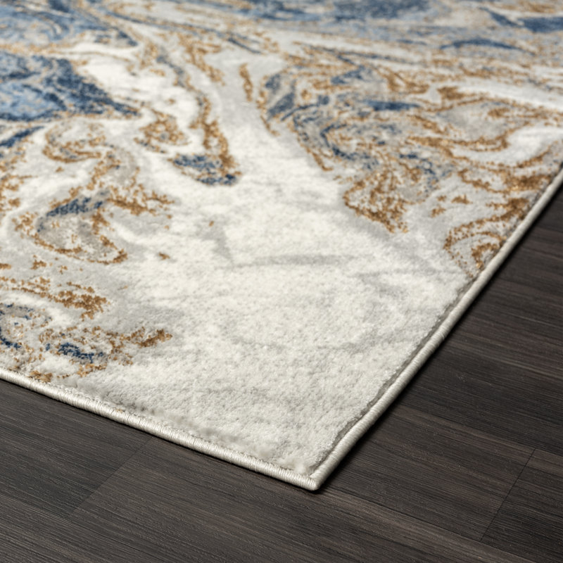 Tapis bleu / gris Modern Modern, Rectangle 2 pi x 3 pi