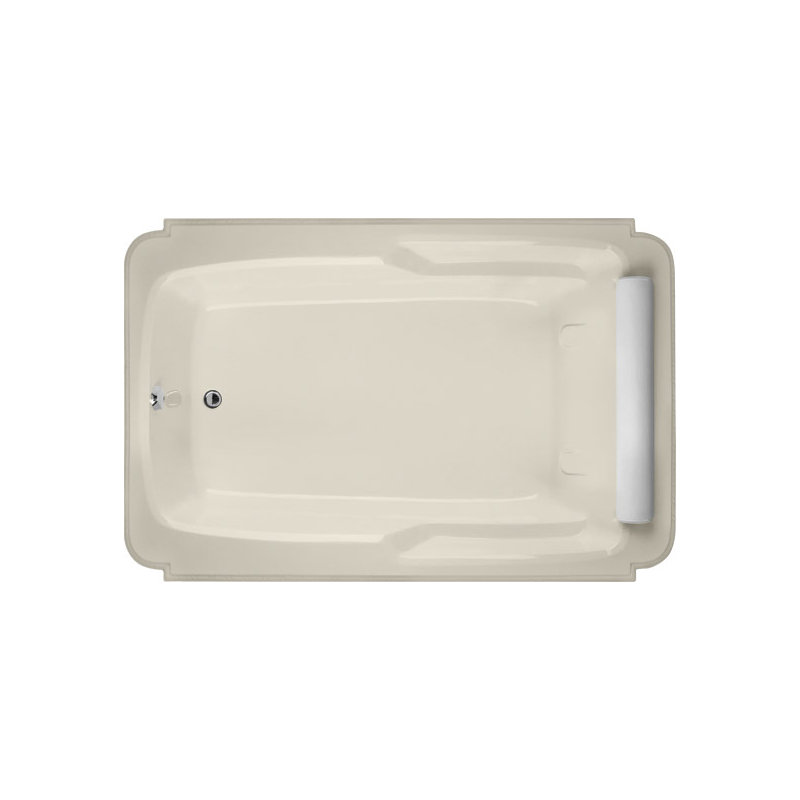 Atlandia 74'' L Soaking Bathtub, Biscuit, Polished Nickel