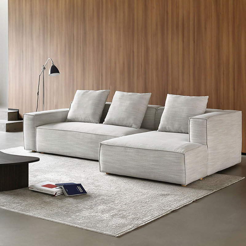 Canapé modulaire 2 pièces rembourré, Orienté à droite, Coton gris clair / lin