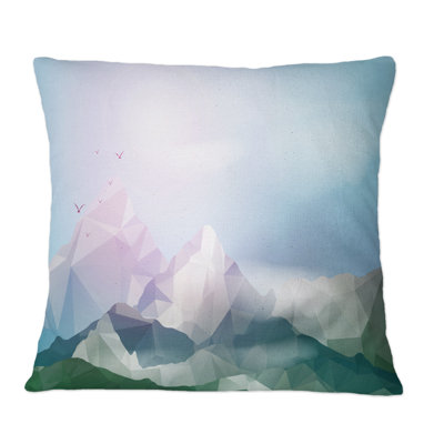 Coussin décoratif géométrique avec paysage géométrique bleu et vert