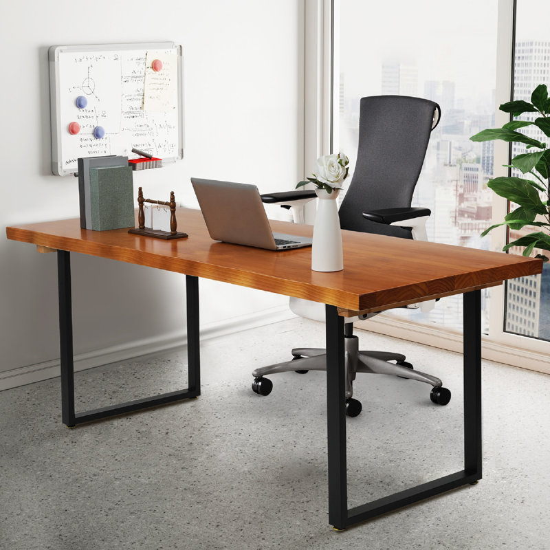 Bureau d'ordinateur en bois massif, grand bureau de 70 po