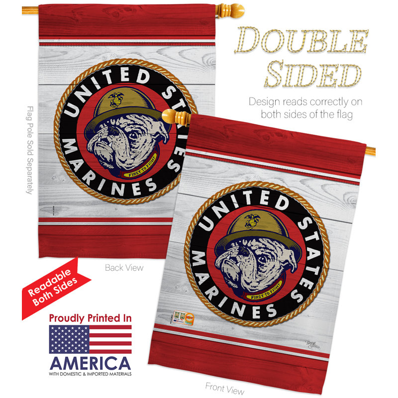 Bulldog marin-impressions décoratives 2 faces 40 x 40 po drapeau de la maison en polyester