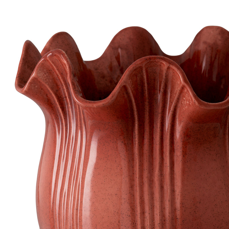 Vase Tulipa Ceramic, Coral Red