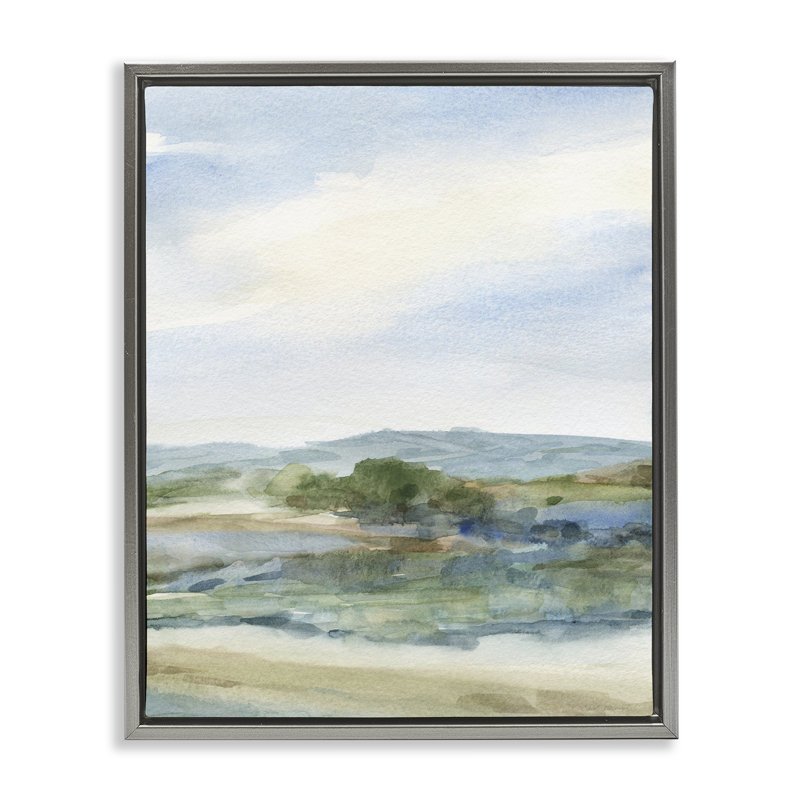 Collines dans un paysage naturel, H 21 po x l 17 po, Cadre flottant gris lustré