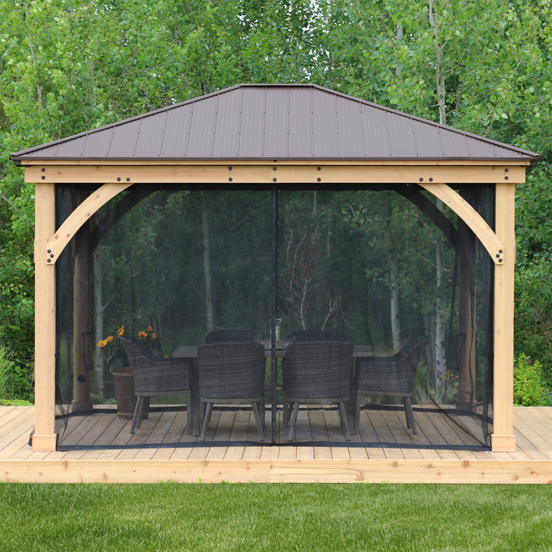 12' x 14' Meridian Mosquito Mesh Kit Premium Phifer UV-Resistant Mesh with Easy Glide Tracks and Full-Length Zippered Panels