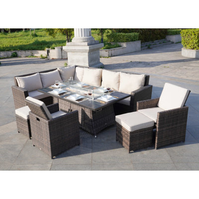 10 - Person Patio Conversation Set with Cushions