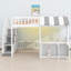 Lit mezzanine avec une maisonnette, éclairage à DEL et rangement pour les chambres d'enfants-59856236-59856237