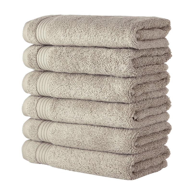 Essuie-mains Shannan en coton turc - très absorbant, séchage rapide, utilisation quotidienne, ensemble de 6, 16 po x 27 po