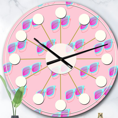 Horloge murale rose Mid-Century