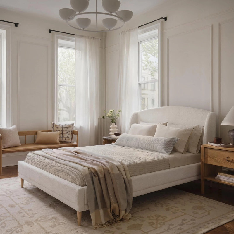 Romano Boucle Upholstered Platform Bed, King