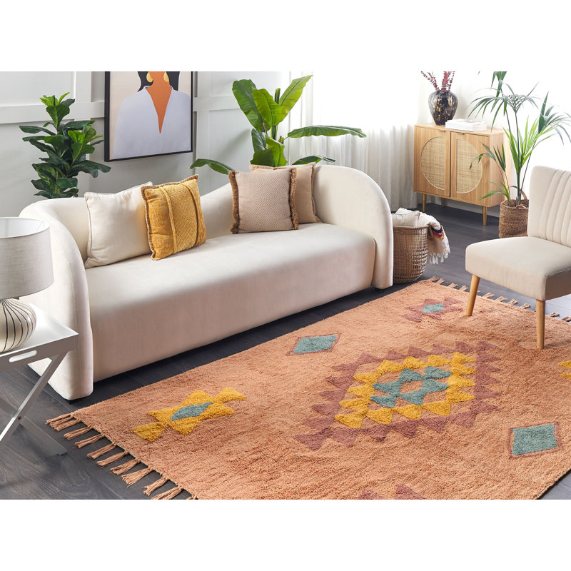 Anstus Geometric Cotton Hand Woven Area Rug, Rectangle 140 x 200cm