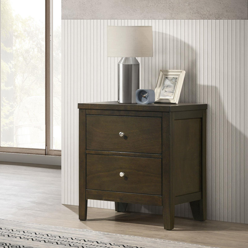 2-Drawer Nightstand Bedside Table Dark Cocoa