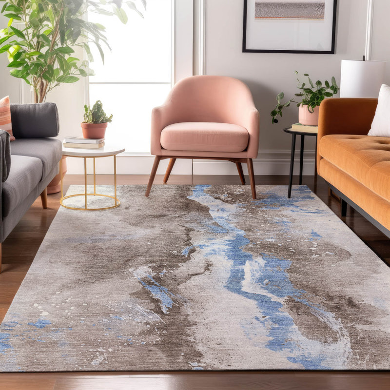 Premium Machine Washable Varroville AMF1712 Abstract Rug, Rectangle 9' x 12'