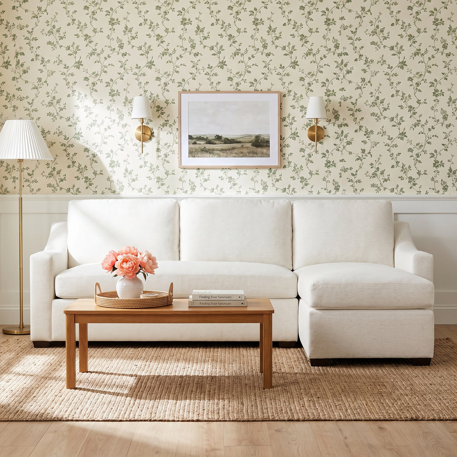 Cranbrook Upholstered Chaise L-Sectional, Nomad Snow Crypton® Chenille, Right Hand Facing