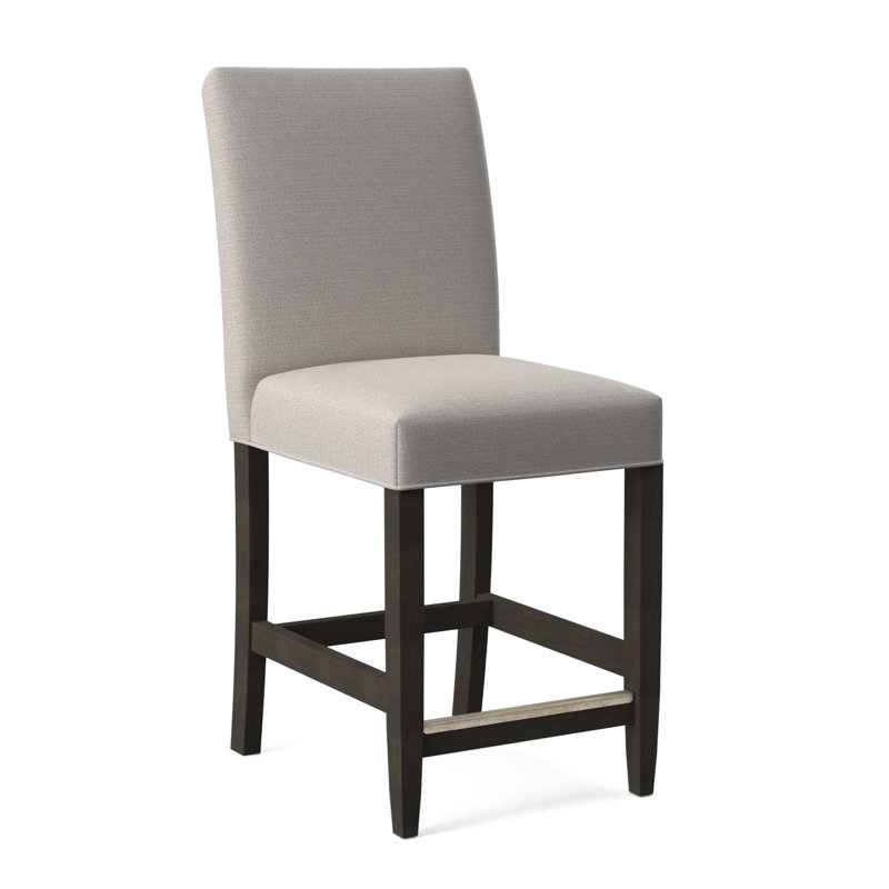 Manhattan Upholstered Stool with Solid Wood Frame, Black Finish, White Textured Performance; 0865-91