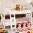 18" Doll Bunk Bed with Ladder and Bedding - White & Pink
