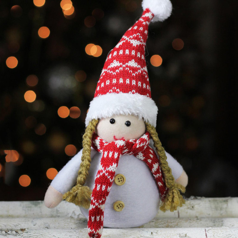 Décoration de table gnome de Noël brune 8,5 po