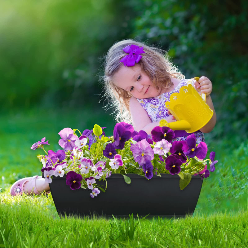 Jardinières de fenêtre, ensemble de 10 jardinières en plastique pour légumes et fleurs, noires