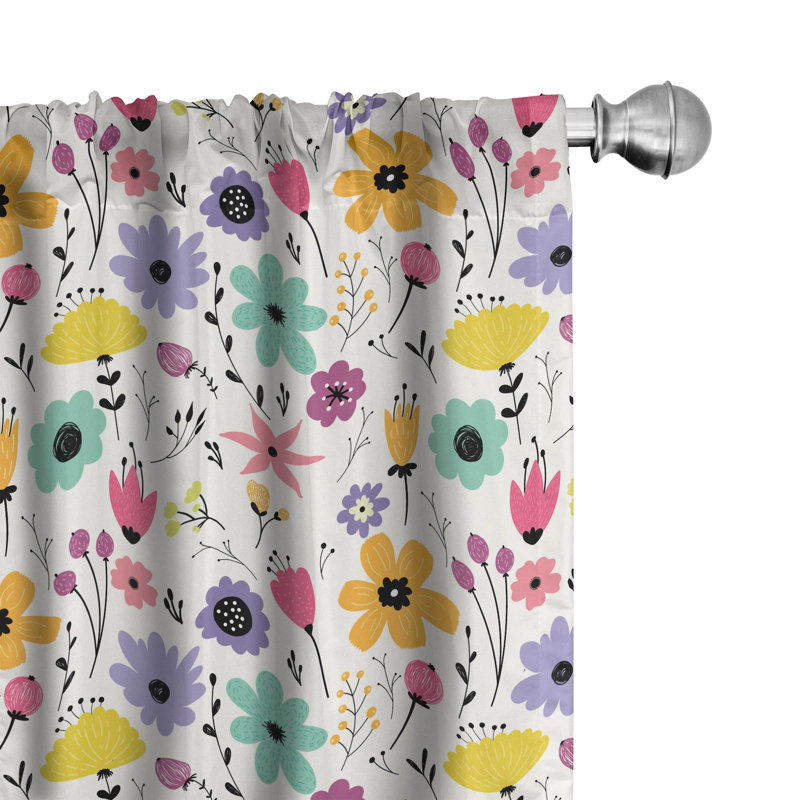 Floral Semi-Sheer Rod Pocket Curtain Panels, 28" x 95"