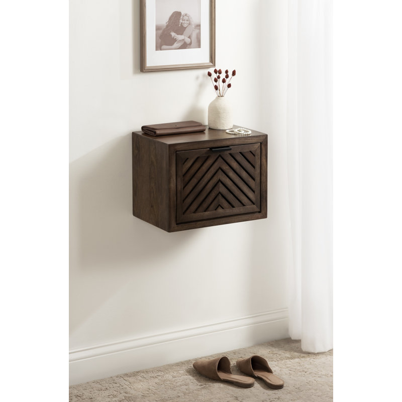 Wood Floating Side Table, Tan