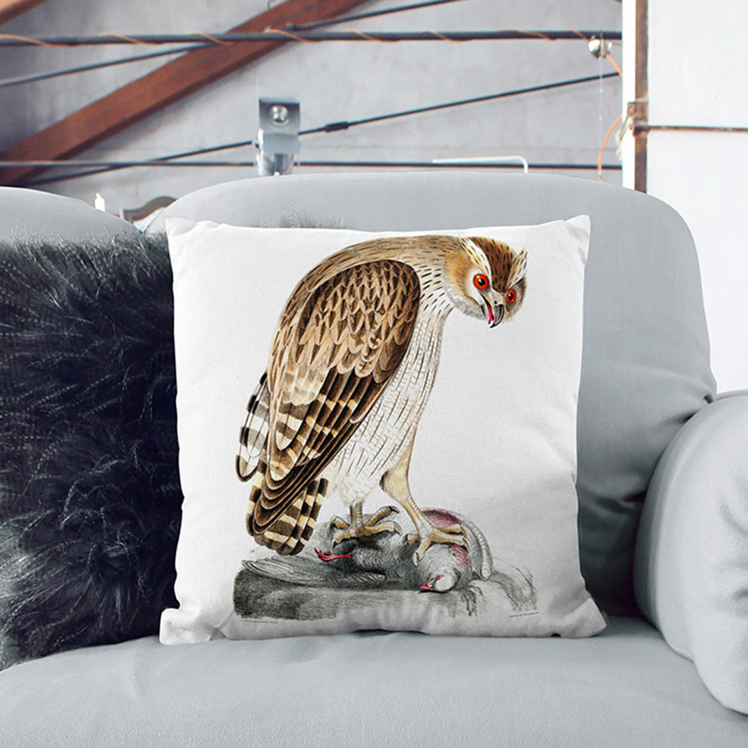 Horned Owl by John Edward Gray Cushion with Filling