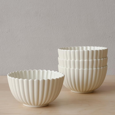 Flower-Shaped Daisy Bowl Set, 5.5-Inch, 17Oz Matte Creme,(Pack Of 4/Matte Creme)