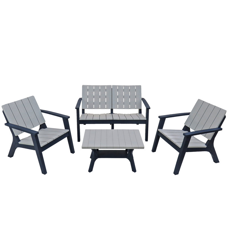 Berkley 4-Person Dark Blue and Gray Polypropylene Outdoor Seating Set