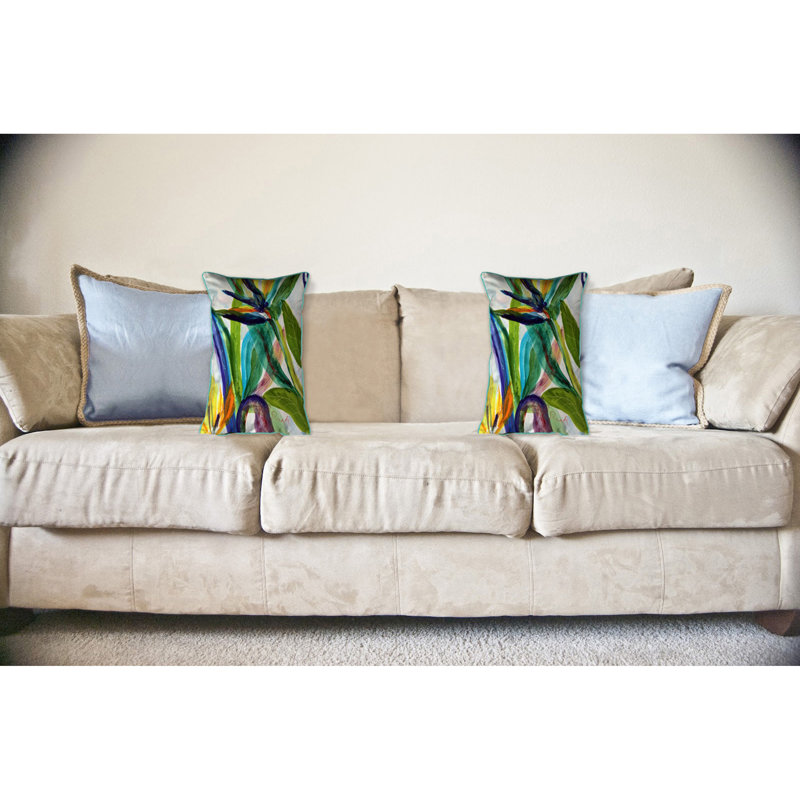  Housse et insert de coussin rectangulaire d'extérieur bleu sarcelle Paradise II, 16 po x 20 po