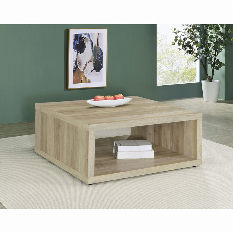 Table basse carrée en bois d'ingénierie vieilli, Beige