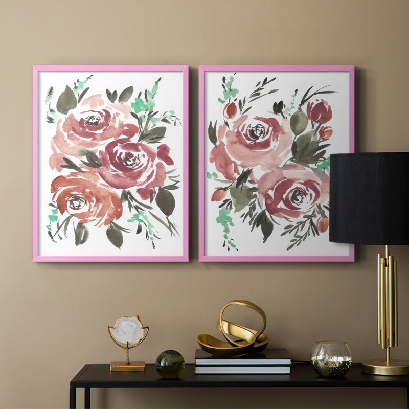 «Lovely Roses I», reproduction encadrée de qualité supérieure - prête à être accrochée - aucun clou requis - aucun clou requis