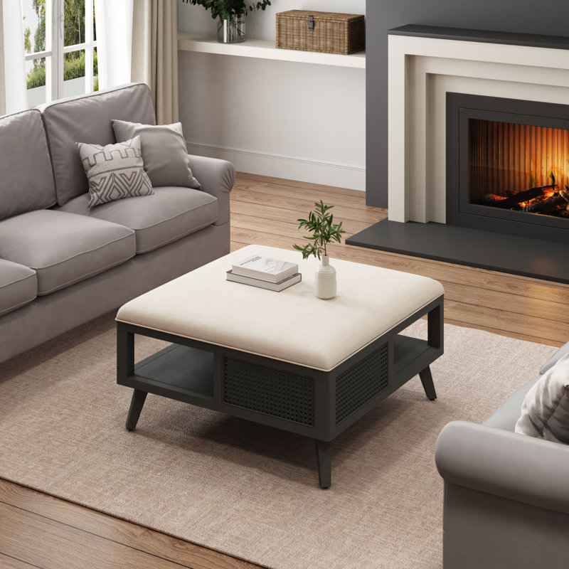 Square Rattan Coffee Table with Storage
