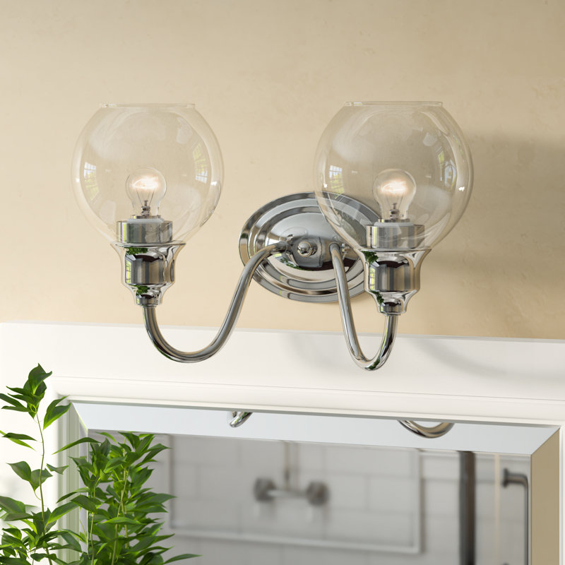 Éclairage pour meuble-lavabo 2 lumières Hunley, Transparent, Chrome poli