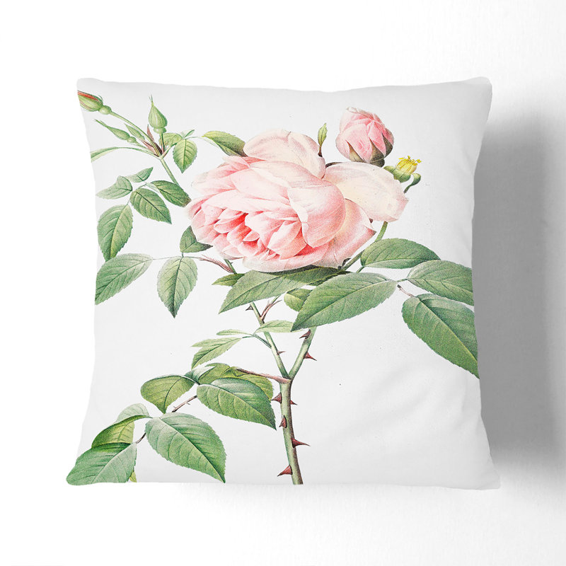 Floral Square Throw Cushion, White, 55cm H x 55cm W x 20cm D