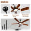 Ventilateur de plafond en bois 72 pouces avec lumière, ventilateur de plafond à profil bas avec télécommande, moteur CC réversible silencieux avec minuterie