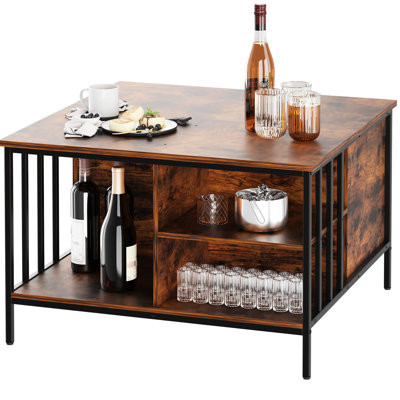 31.5" Adjustable Height Lift Top Table, Hidden Compartment For Game Consoles, 3 Open Shelves Books, 110lbs Capacity, Quick Assembly, Suitable Modern A