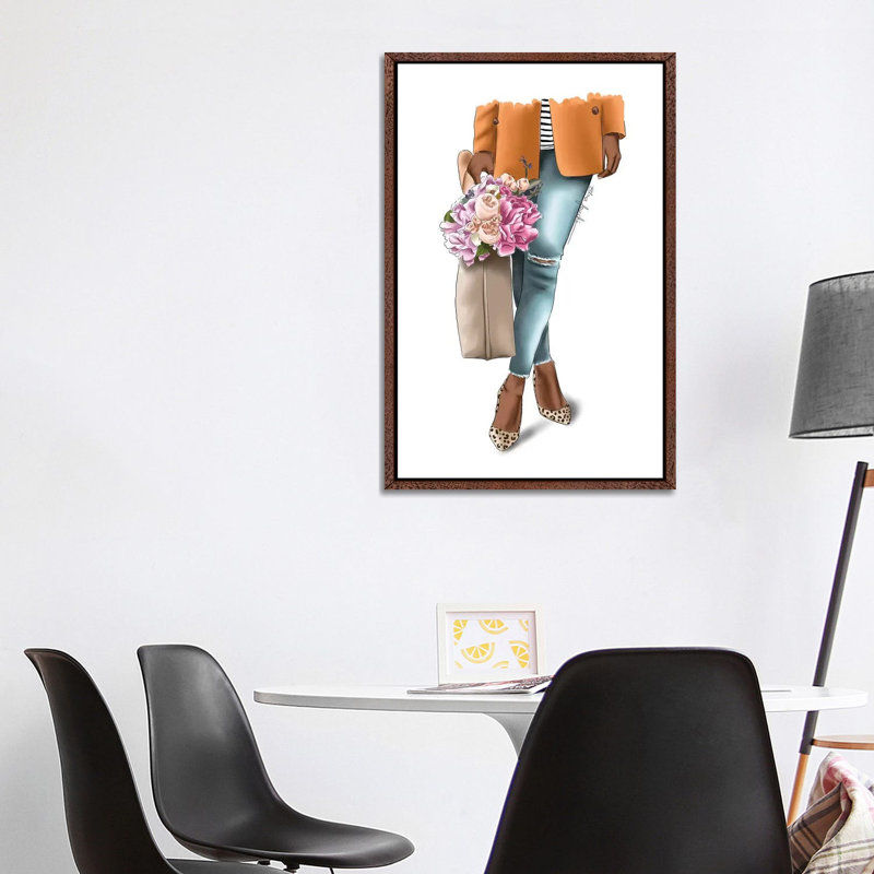 Outfit Goals by Elza Fouche - Painting on Canvas, 101.6cm H x 66.04cm W x 3.81cm D, Classic Brown Wood Framed