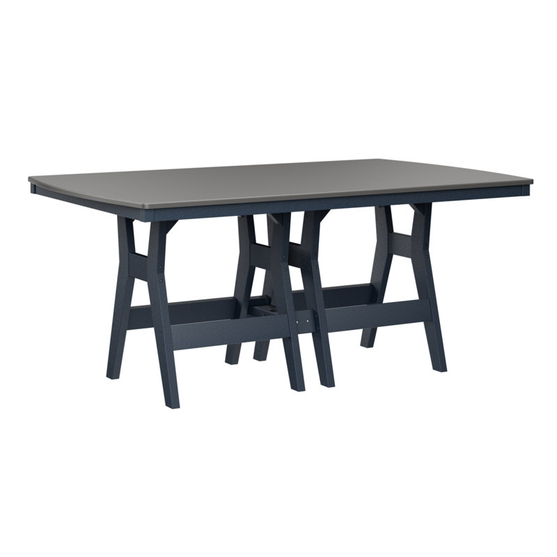 Harbor Outdoor Bar Table, Navy Blue, Hammered Top Stainless, 35.5" H x 72" W x 44" D
