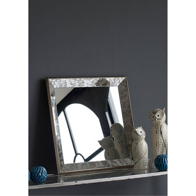 Miroir 24 po x argent antique avec décor floral, plateau de présentation décoratif, carré suspendu argenté Transforms Home, ornements décoratifs, améliore l'apparence, option