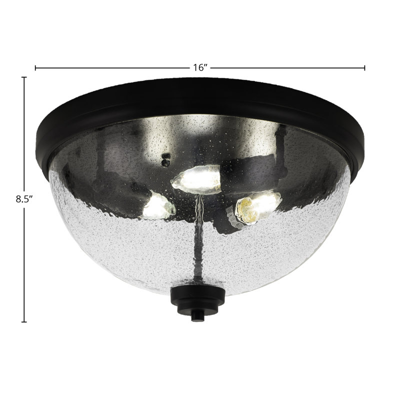 Plafonnier encastré 16 po, 3 ampoules, Noir mat