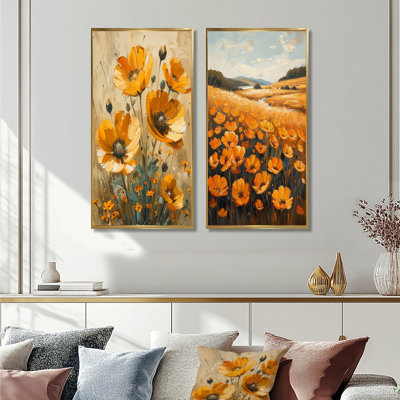 Ensemble de 2 pièces d'art jaune avec bouton d'or jaune et fleur