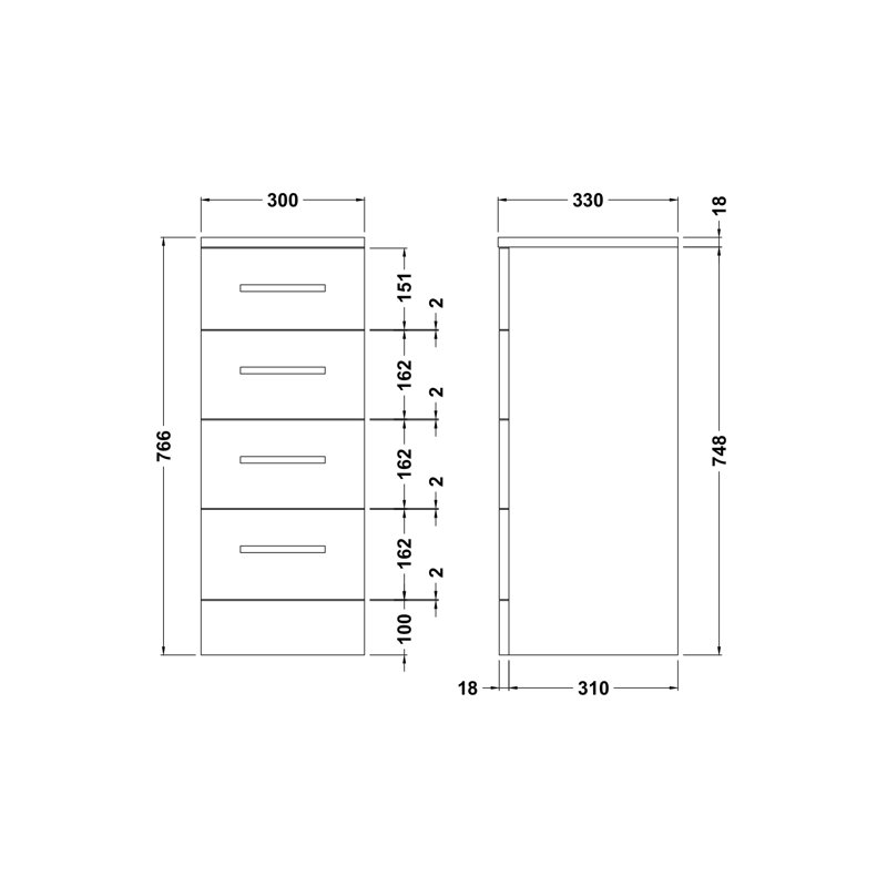 Bathroom Cabinet, 76.6cm H x 30cm W x 33cm D