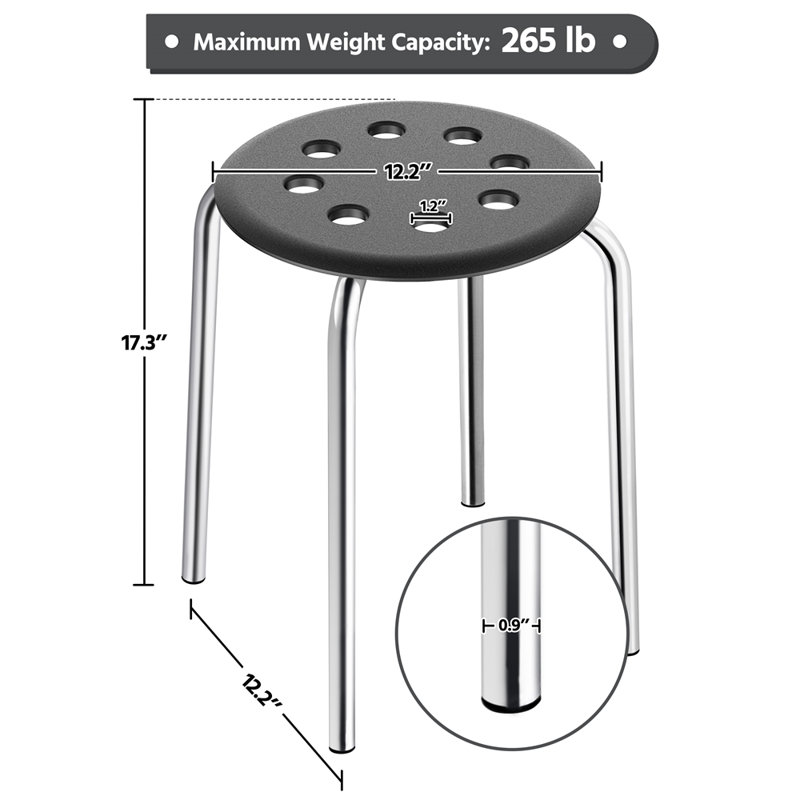Janeen Stackable Accent Stool, Silver