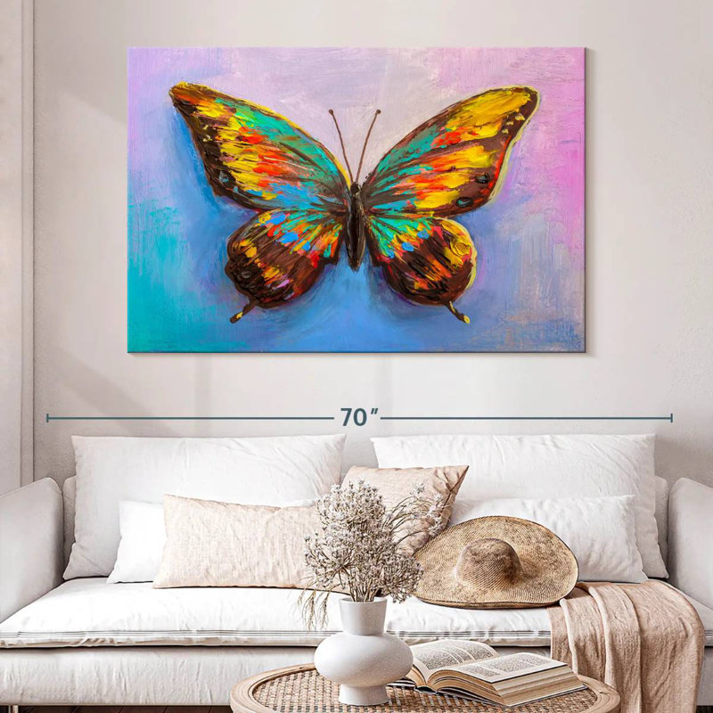 Brampt Vibrant Butterfly Painting, 34" H x 51" W