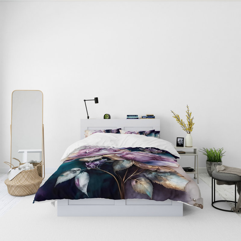 Floral Duvet Cover, King Duvet Cover + 2 King Shams