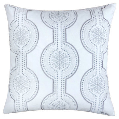 White Holiday Embroidered Velvet Throw Pillow With Insert 20X20