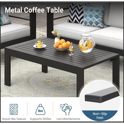 Ensemble de mobilier de patio en métal résistant aux intempéries, canapé d'extérieur surdimensionné et robuste avec coussins améliorés, pour jardin, balcon ou cour.