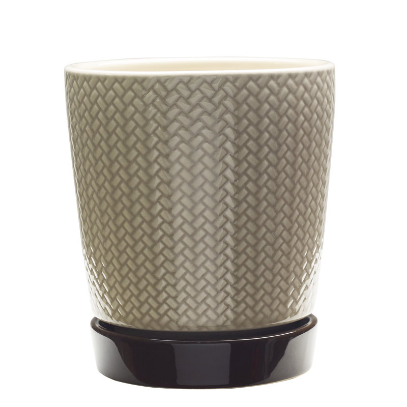 Light Brown and Dark Base Ceramic Pot Planter