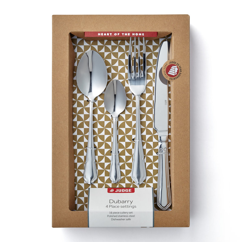 Judge 16 Piece Stainless Steel Cutlery Set, Table Settings For 4, Dubarry Design