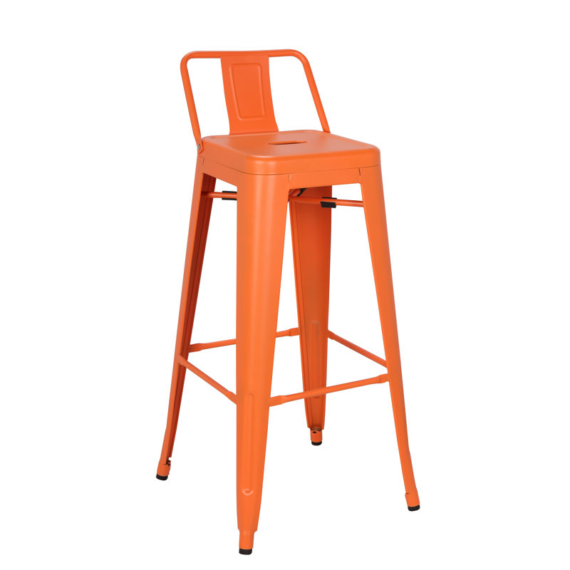 Steel Counter Stool with Steel Frame, Frosted Orange