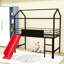Lit mezzanine en métal avec glissade, planche en bois inscriptible et garde-corps-820283980